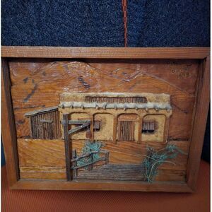 Vintage 3D Wood Carved Shadow Box